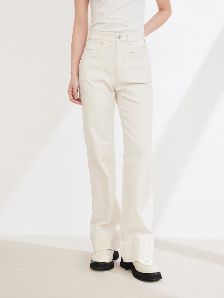 Long-staple Cotton Slim Fit Jeans | Beige