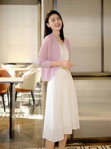 Knit Cardigan with Silk Blend | Pink