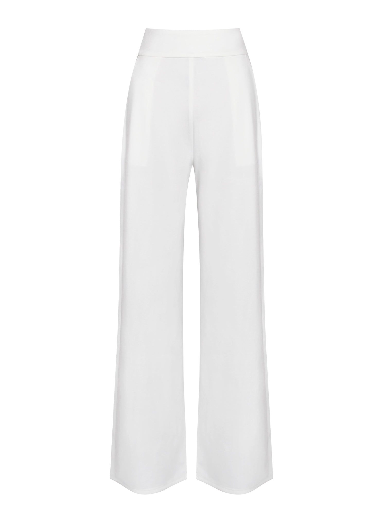 Never Enough White Stretch Crepe Wide Leg Trousers - Miss Circle