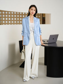 Silk Blazer | Blue
