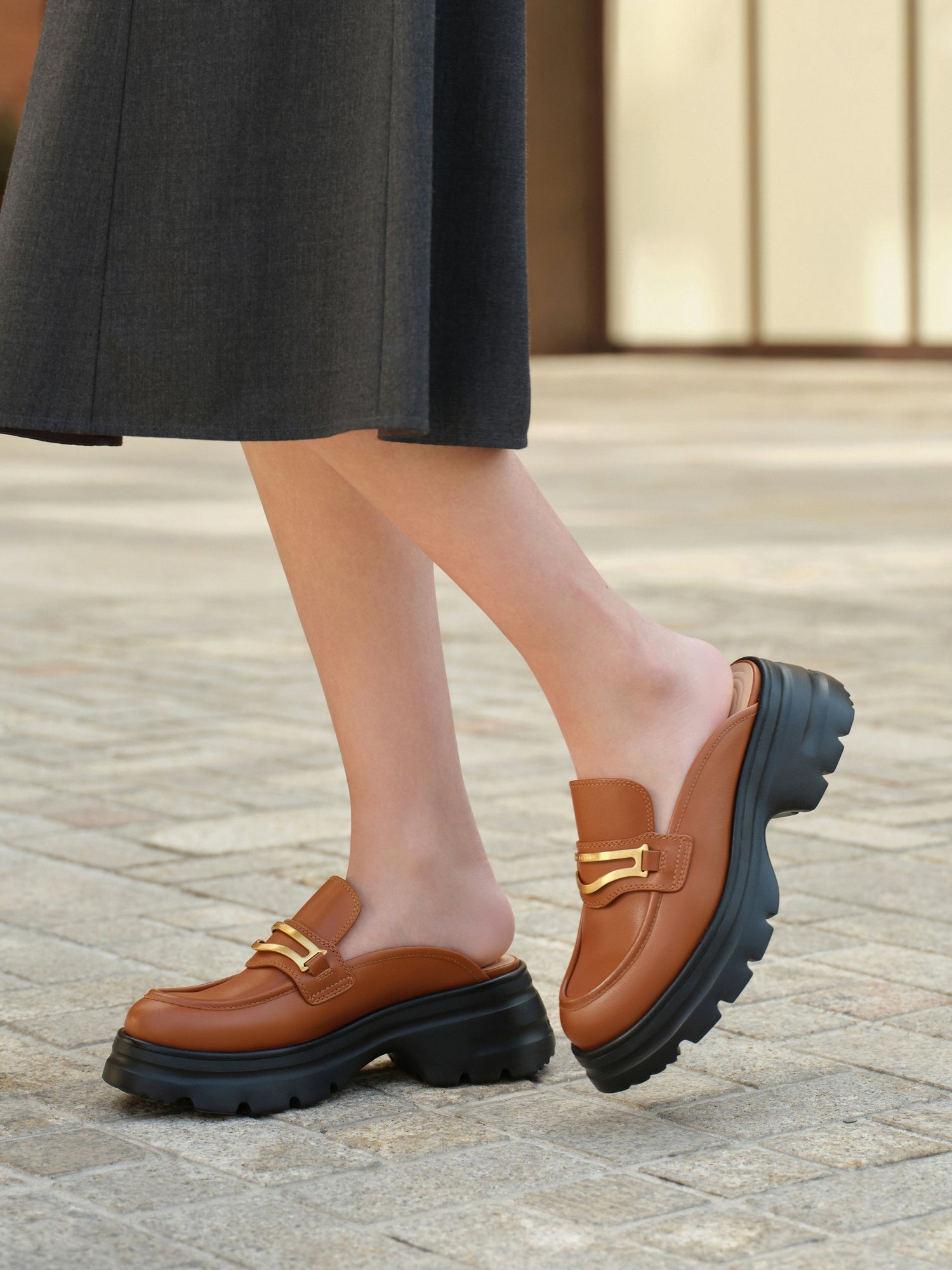 College Style Half-drag Loafers | Brown