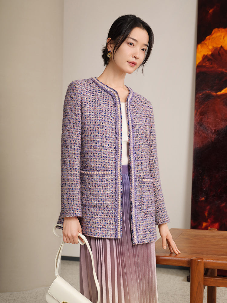 Tweed Parisian-Style Coat | Purple