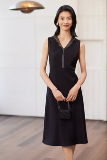 Silk Sleeveless Dress | Black