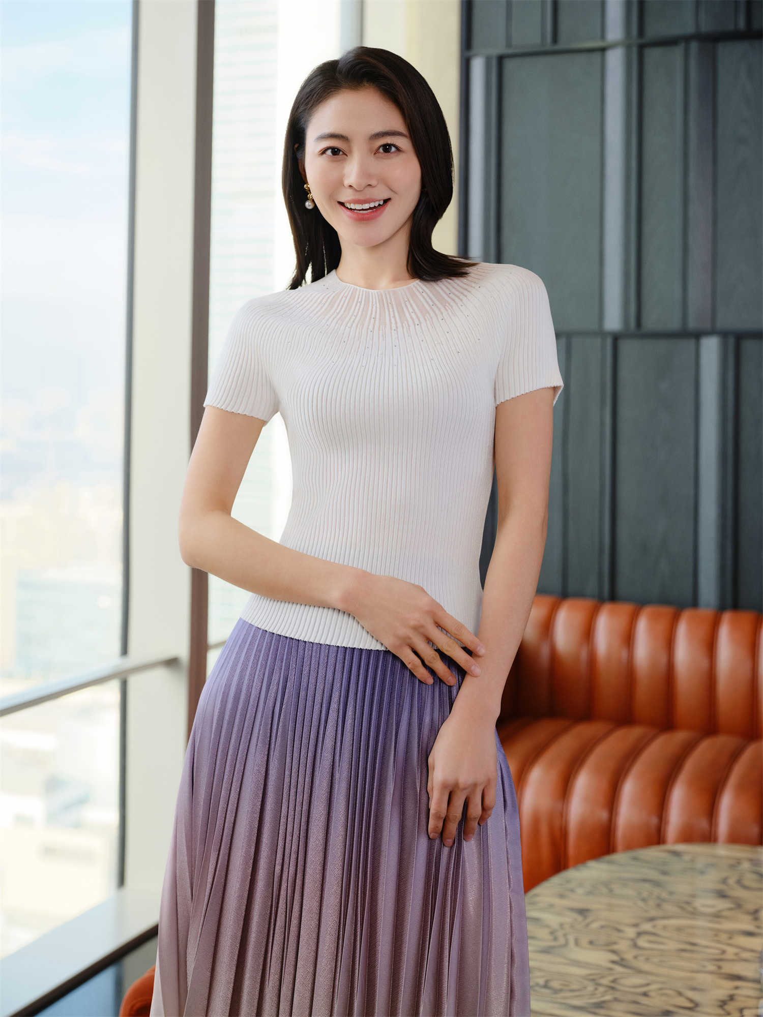 Triacetate Knit Cardigan | White