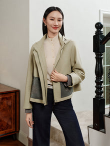 Classic Short Hooded Embroidered Jacket | Green