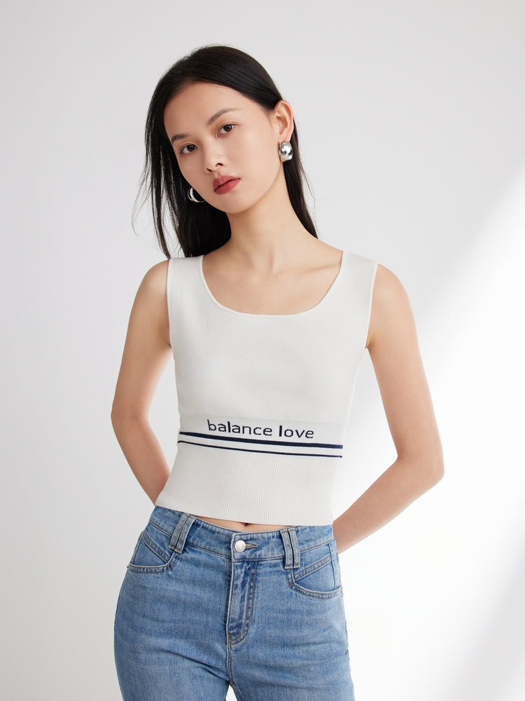 Sporty Knit Tank Top | White
