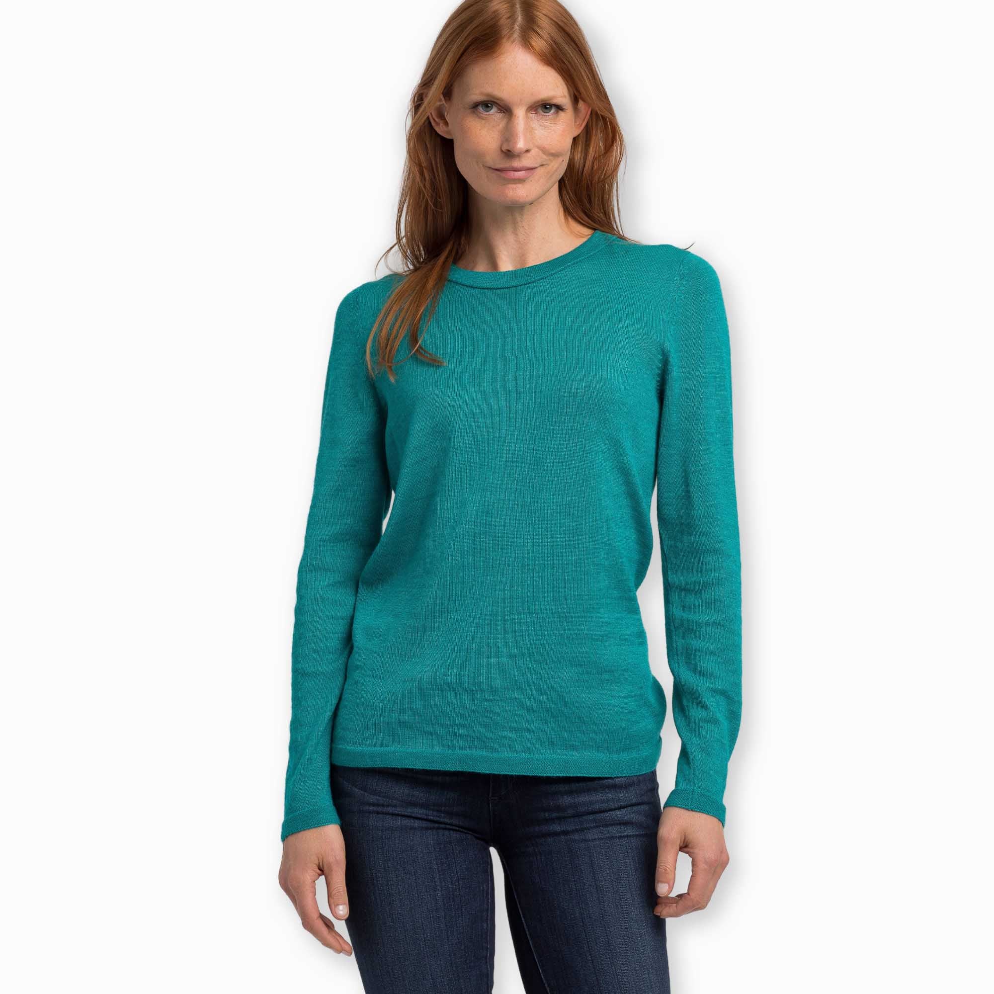 Women | Crew Neck Sweater | Turquoise
