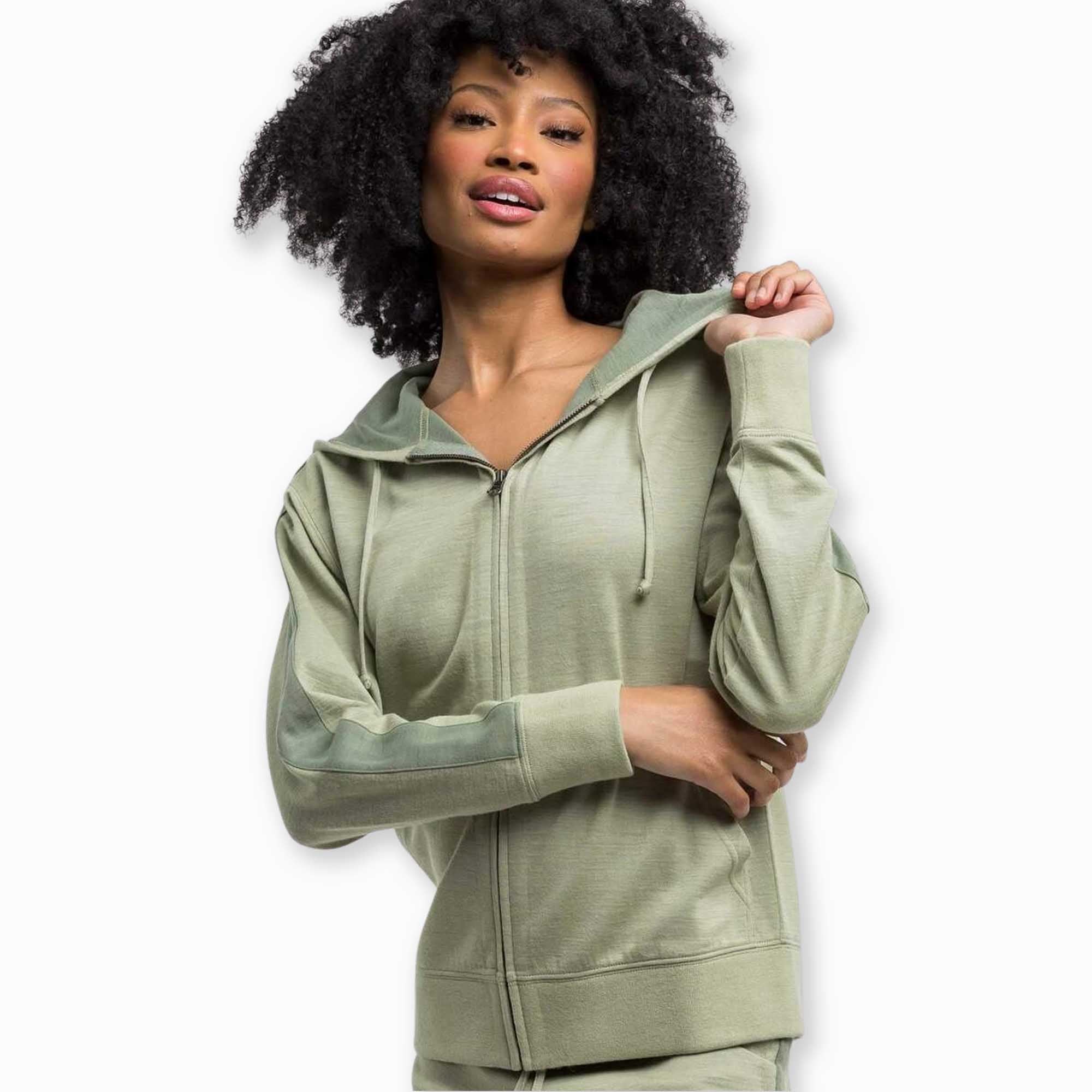 Womens | Malibu Lounge Zip-Up Sweatshirt | Light Sage / Sage