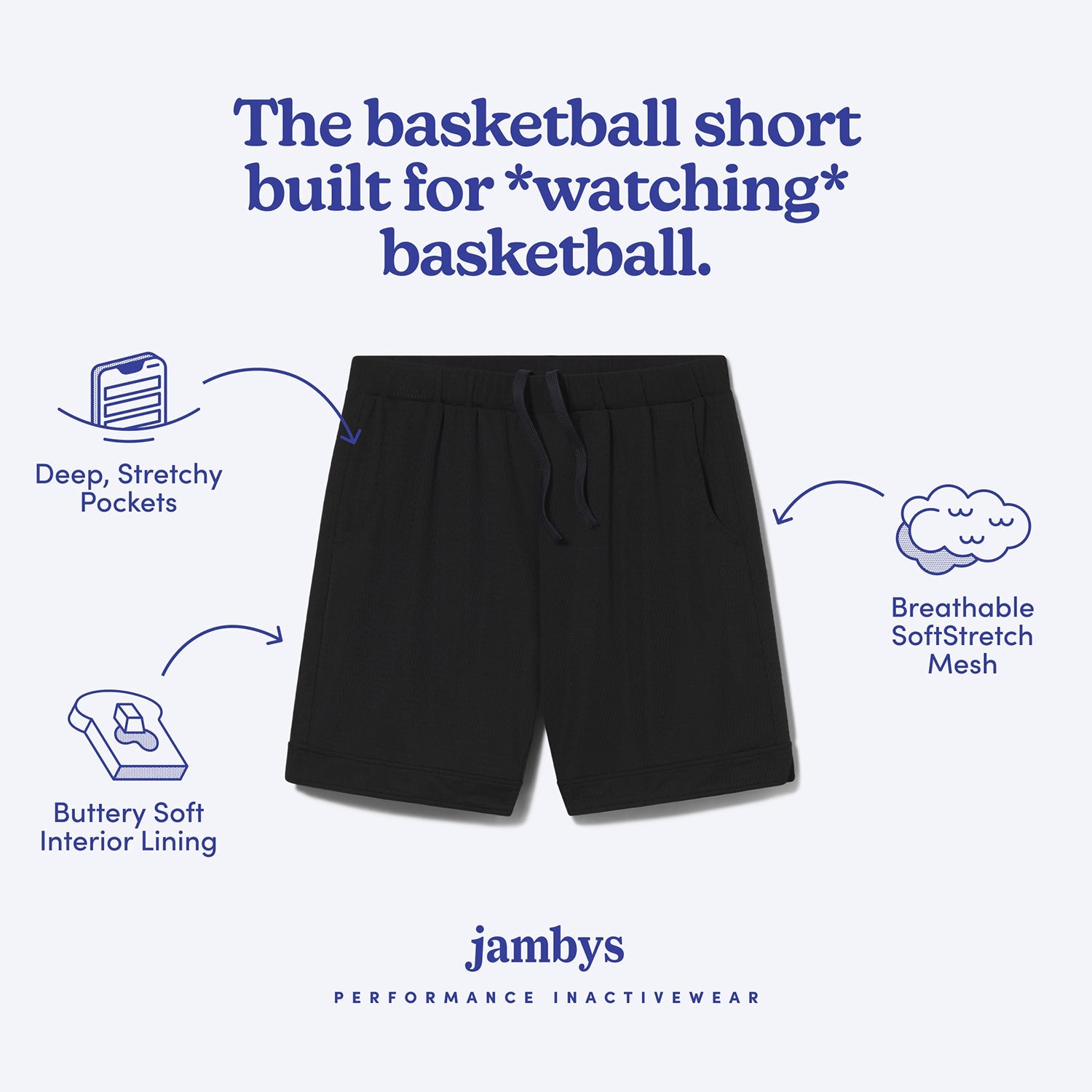 Lined Mesh Lounge Shorts | Black