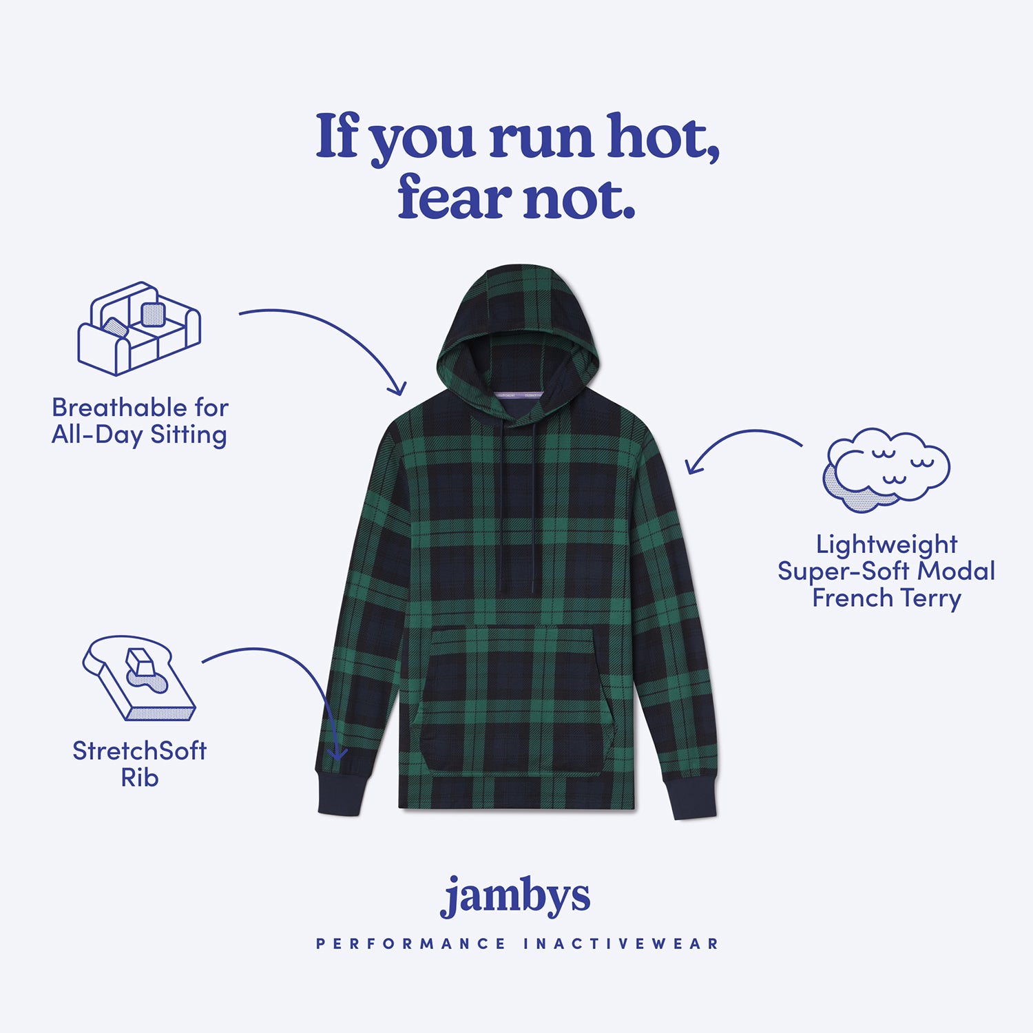 Modal French Terry House Hoodie | Black Watch/Navy