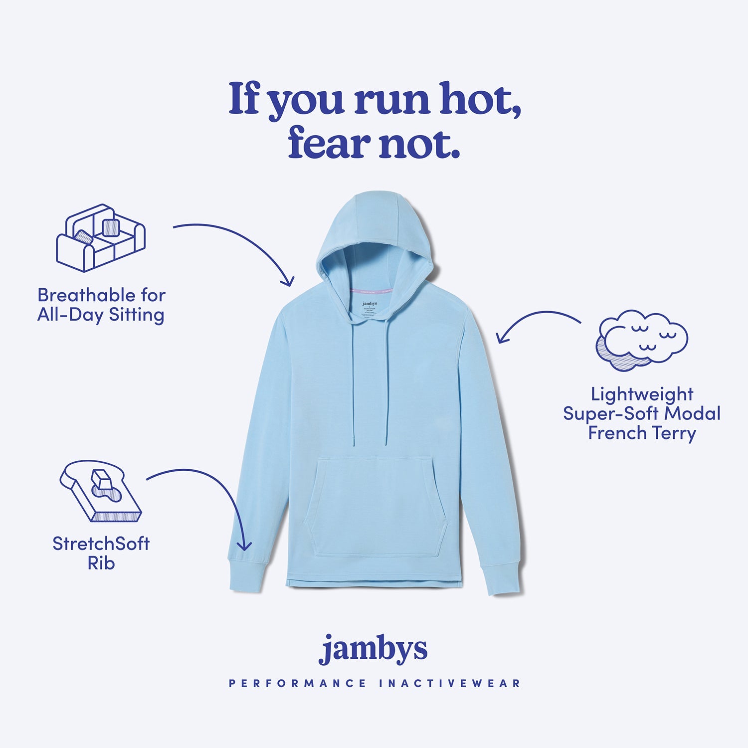 Lightweight Modal French Terry Hoodie | Cerulean