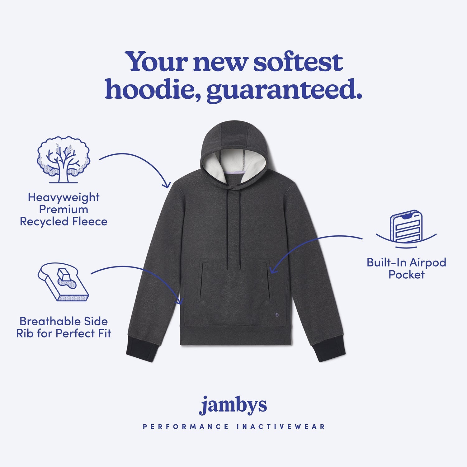 Chilluxe Brushed Fleece Hoodie | Charcoal