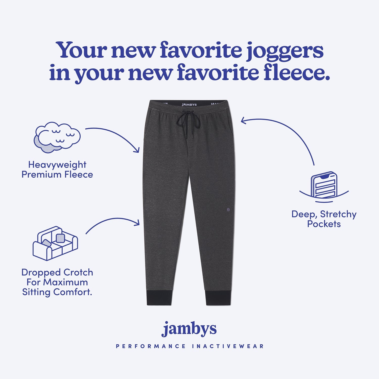 Chilluxe Brushed Fleece Joggers | Charcoal