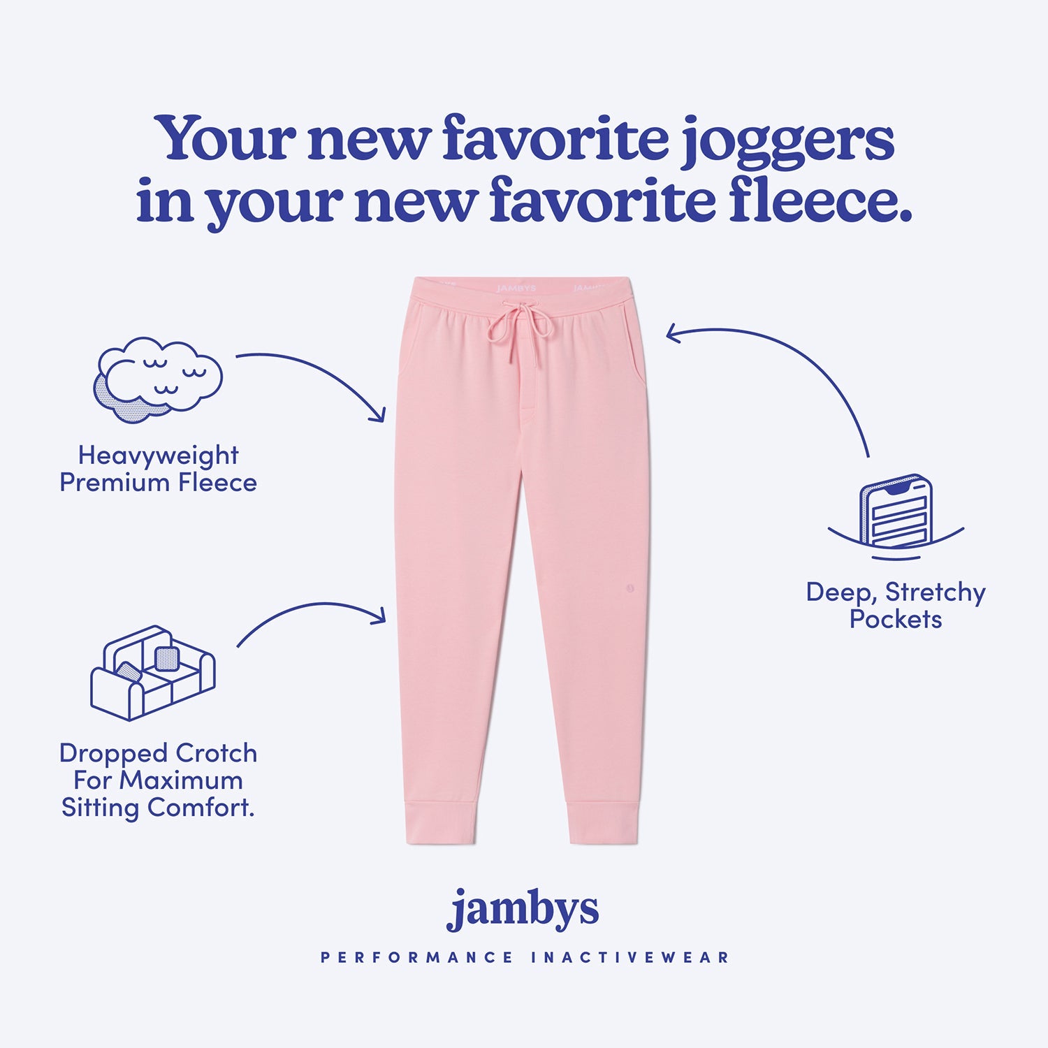 Heavyweight Recycled Fleece Joggers | Flamingo