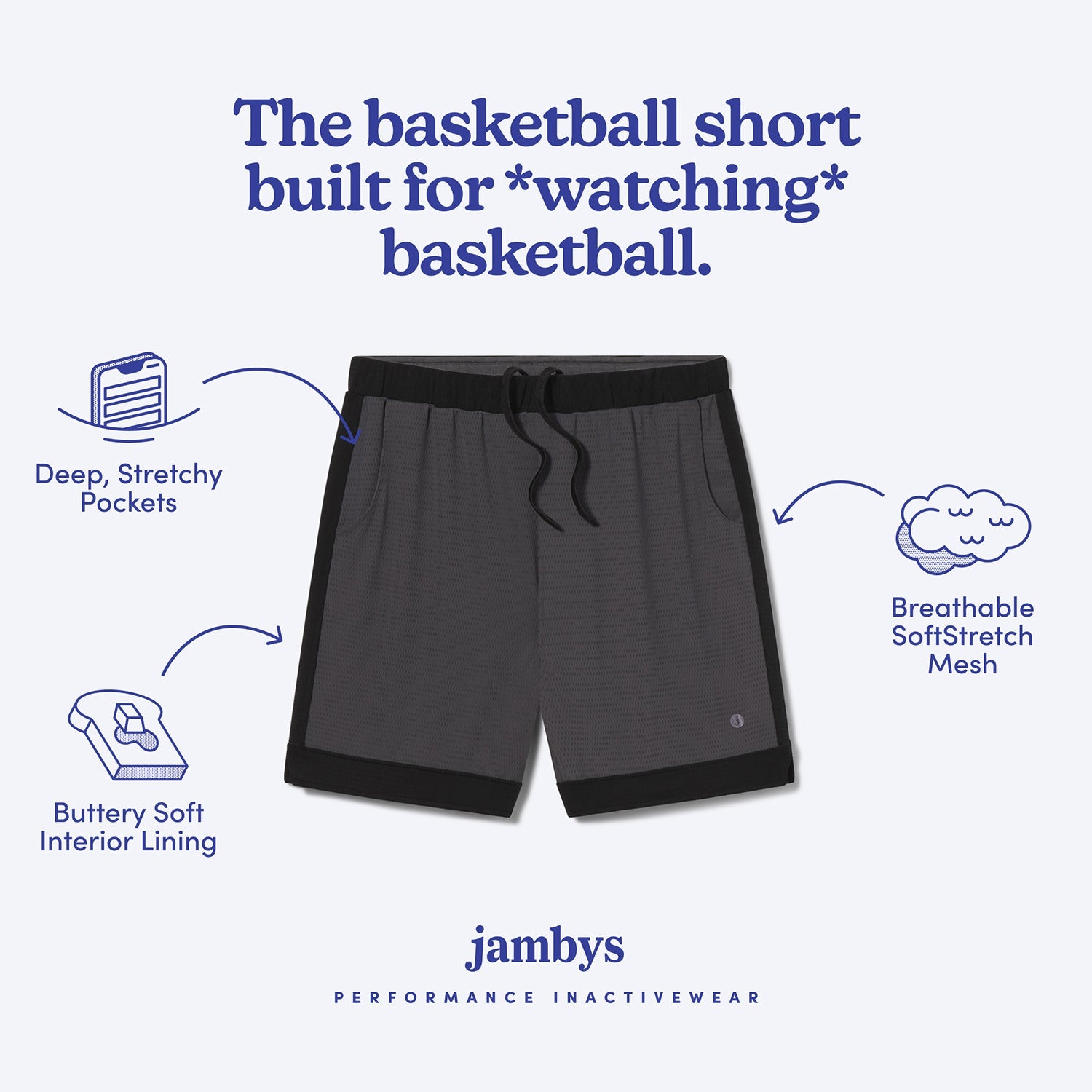 Lined Mesh Lounge Shorts | Gray/Black