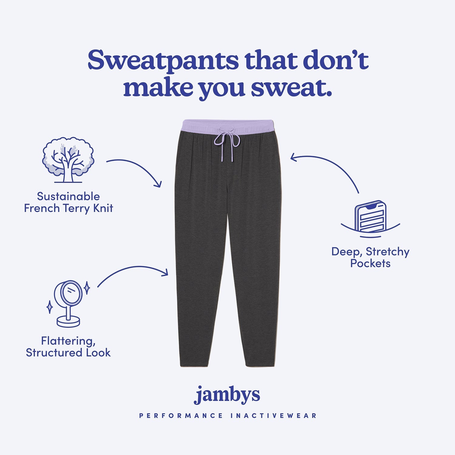 Modal French Terry Lounge Pants | Gray/Lavender