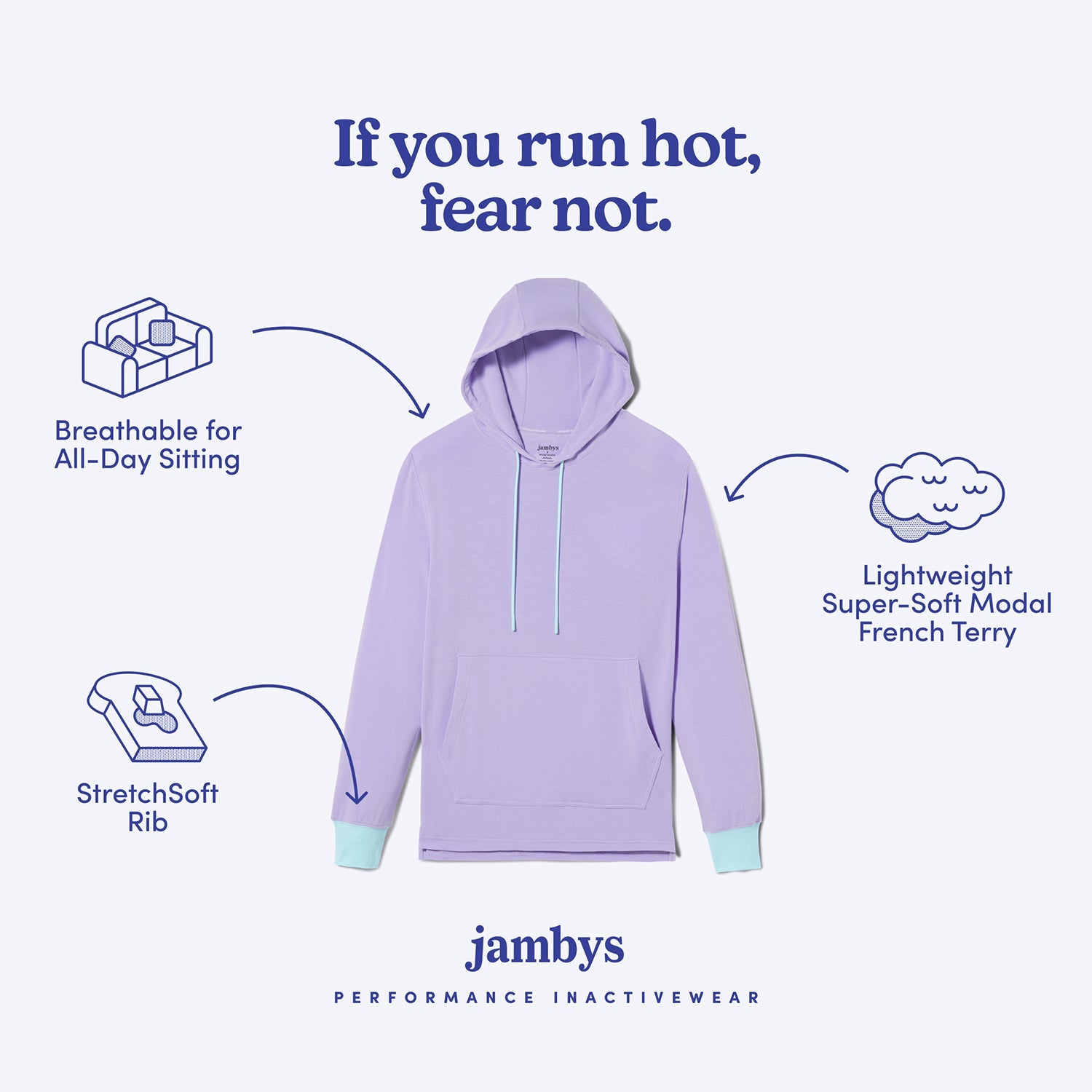 Modal French Terry House Hoodie | Lavender/Mint
