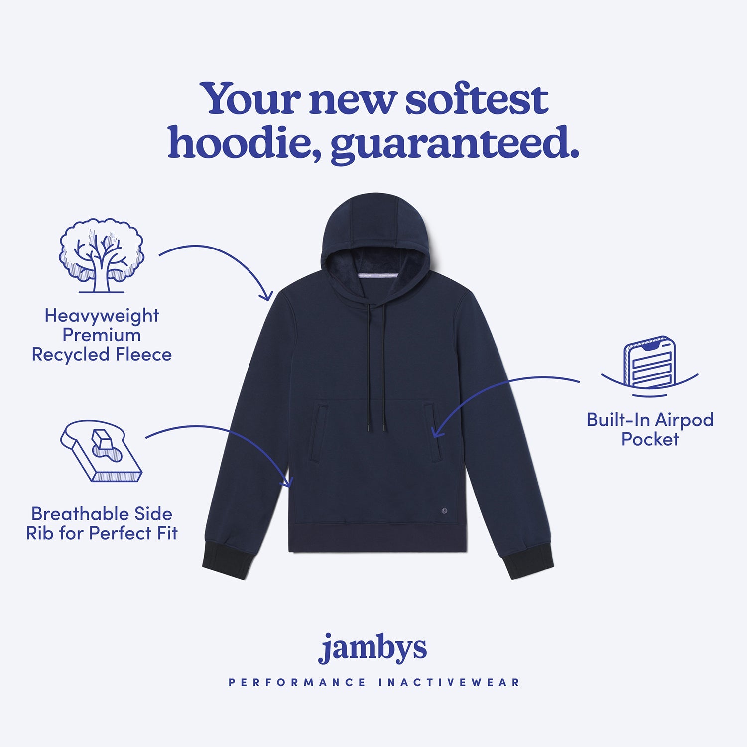 Chilluxe Brushed Fleece Hoodie | Navy