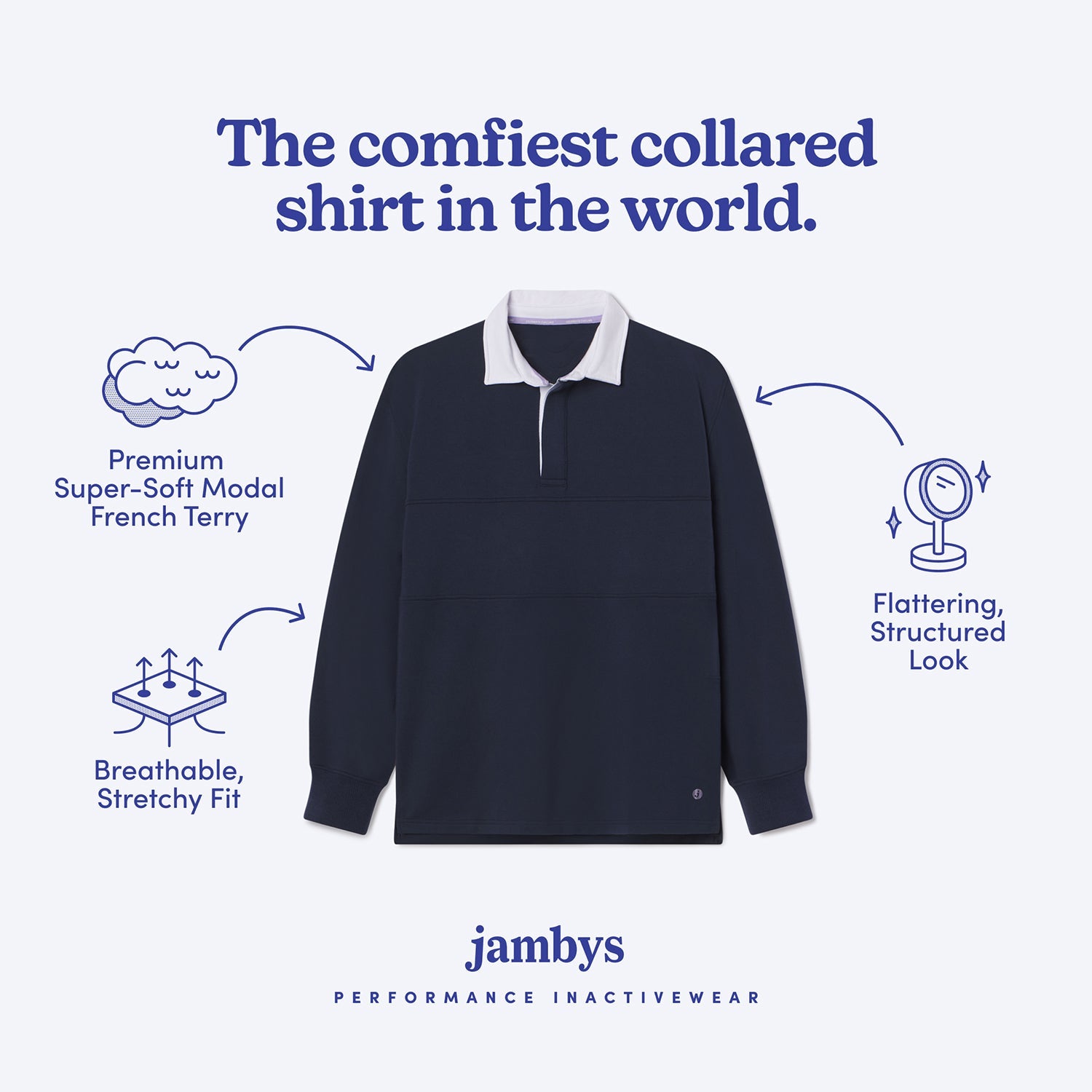 Modal Rugby Pullover | Navy