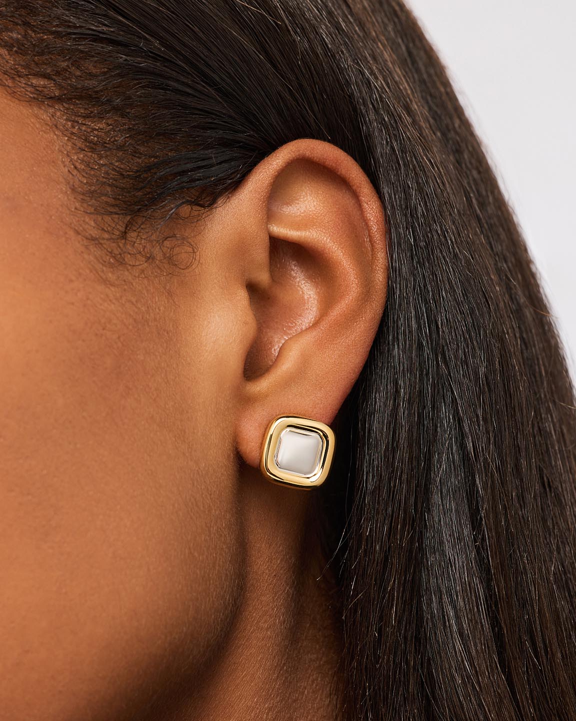 Clara Two Tone Stud Earrings | 14K Gold on Brass/Rhodium on Brass