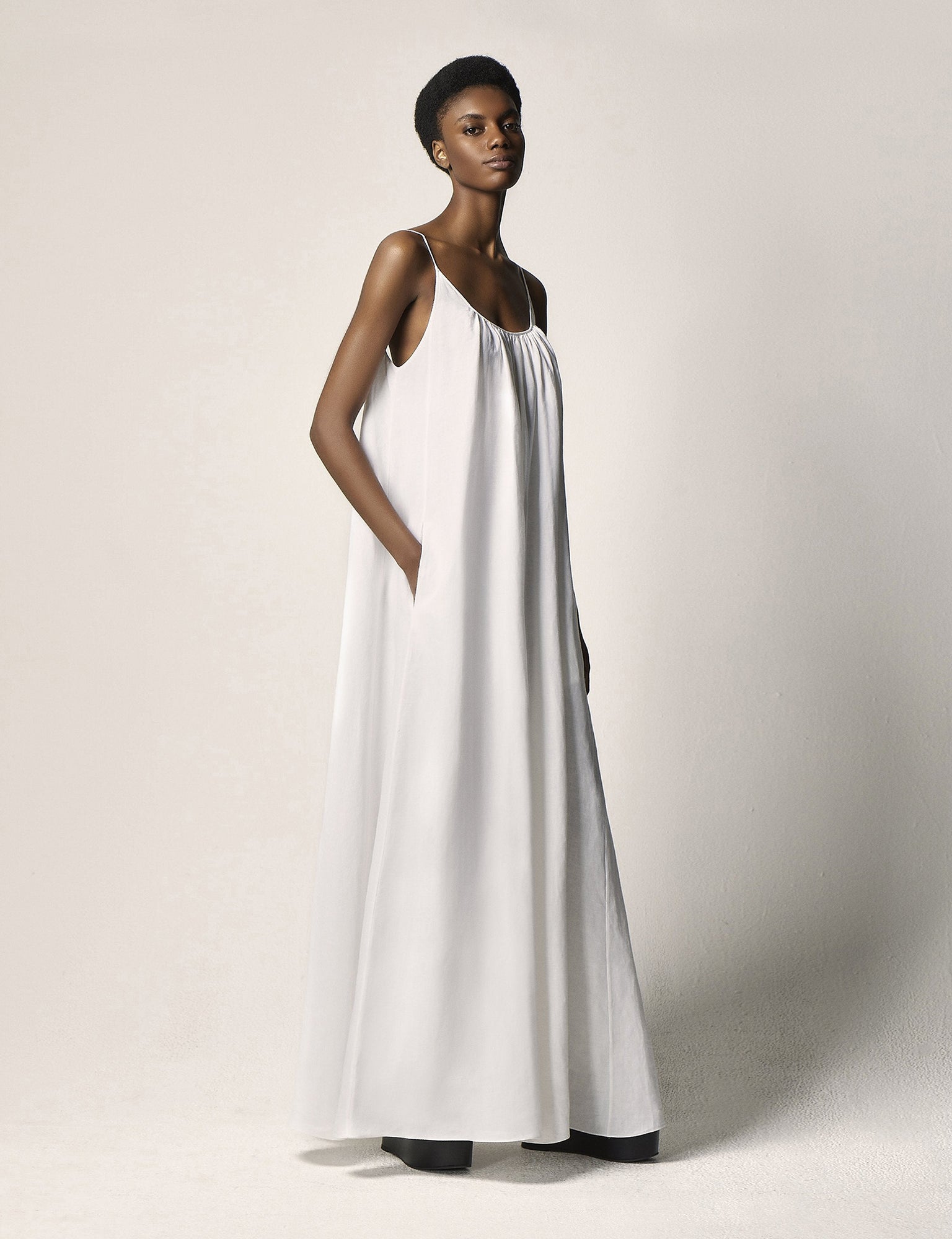 Women | Gathered Summer Dress | White