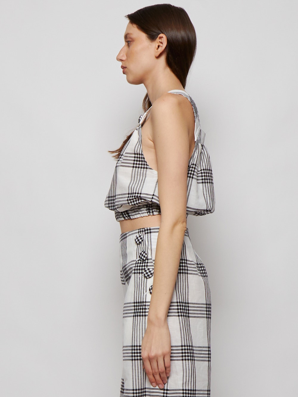 Women | Lisa Marie Fernandez | Blouson Button Top And White Check | Black