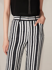 Striped Wide Leg Pants | White
