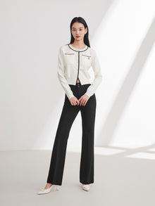 Straight Leg High-Waisted Flared Pant | Black