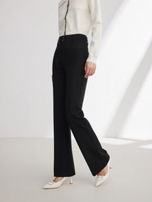 Straight Leg High-Waisted Flared Pant | Black