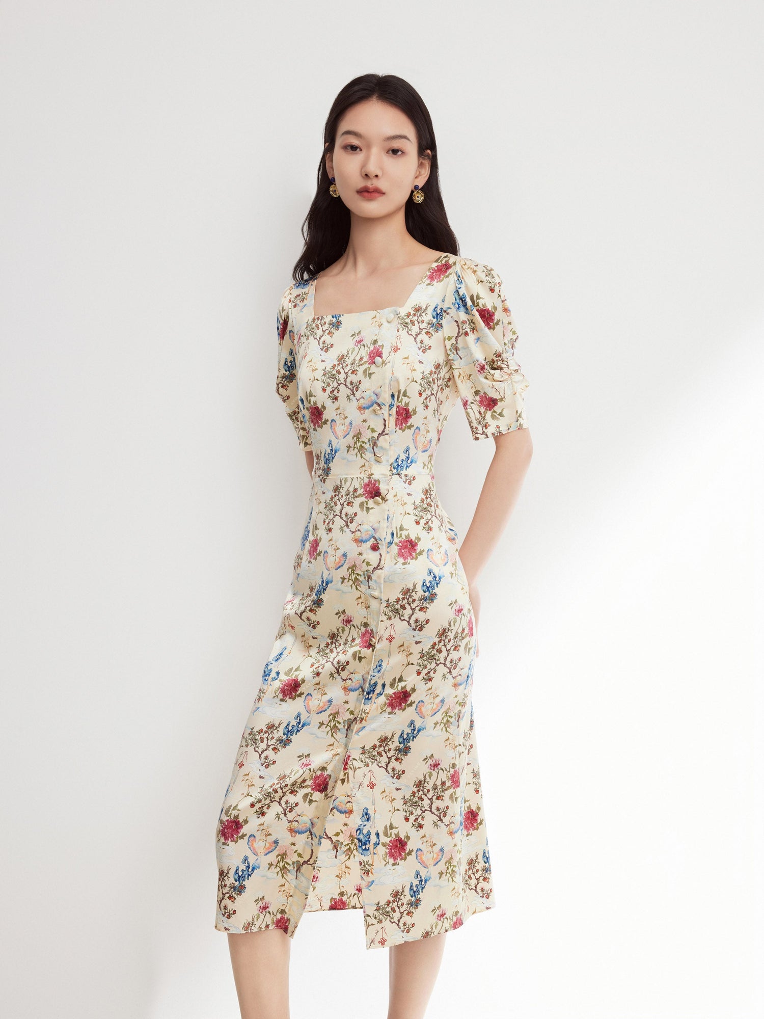 Floral Dress | Beige
