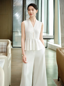 Mulberry Silk Sleeveless Shirt | White