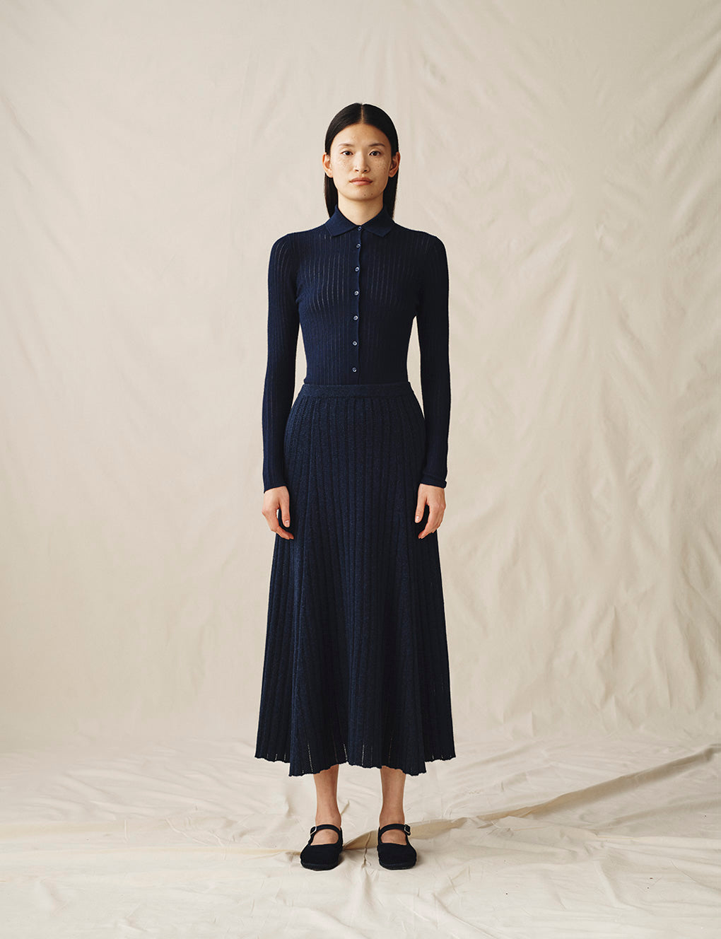 Womens | The Knit Skirt | Navy Melange