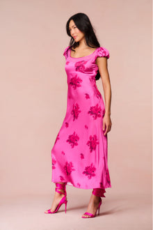 Joelette Floral Satin Maxi Dress | Raspberry Rose