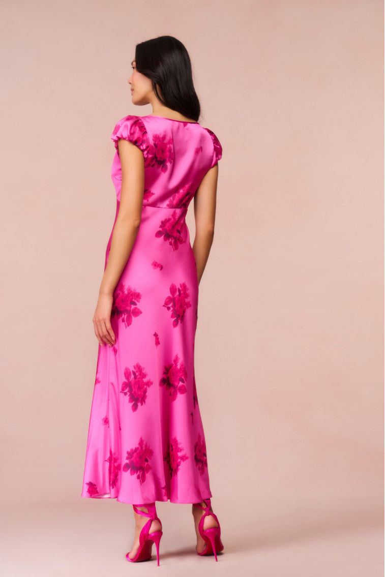 Joelette Floral Satin Maxi Dress | Raspberry Rose