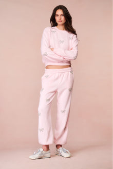 Lillia Crystal Bow Fleece Sweatpant | Icicle Pink