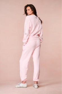 Lillia Crystal Bow Fleece Sweatpant | Icicle Pink