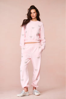 Lillia Crystal Bow Fleece Sweatpant | Icicle Pink