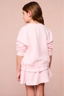 Girls Crystal Bow Fleece Ruffle Mini | Icicle Pink
