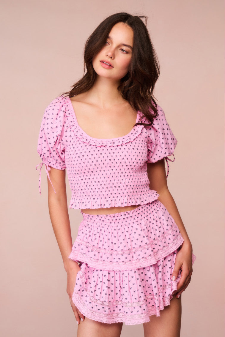 Ruffle Mini Cotton Bow Skirt | Classic Pink