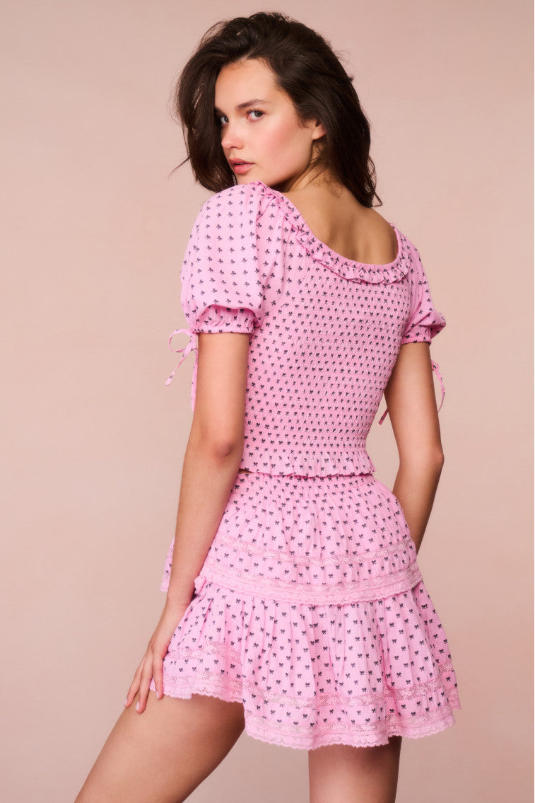 Molly Cotton Bow Puff Sleeve Top | Classic Pink