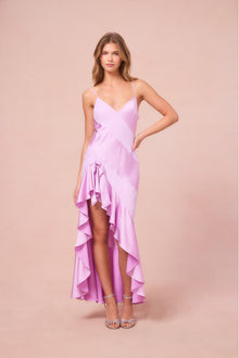 Mallee Satin Asymmetrical Dress | English Lavender