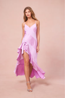 Mallee Satin Asymmetrical Dress | English Lavender