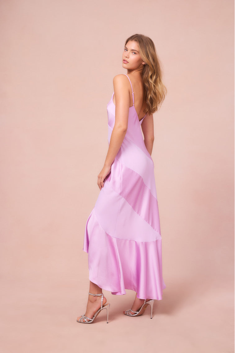 Mallee Satin Asymmetrical Dress | English Lavender