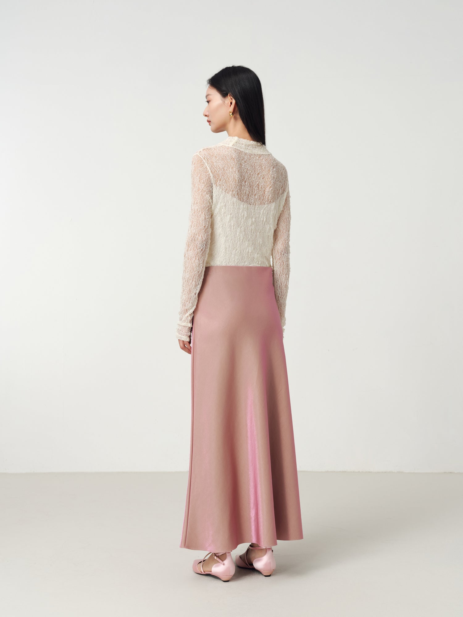 Satin A-Line Skirt | Pink