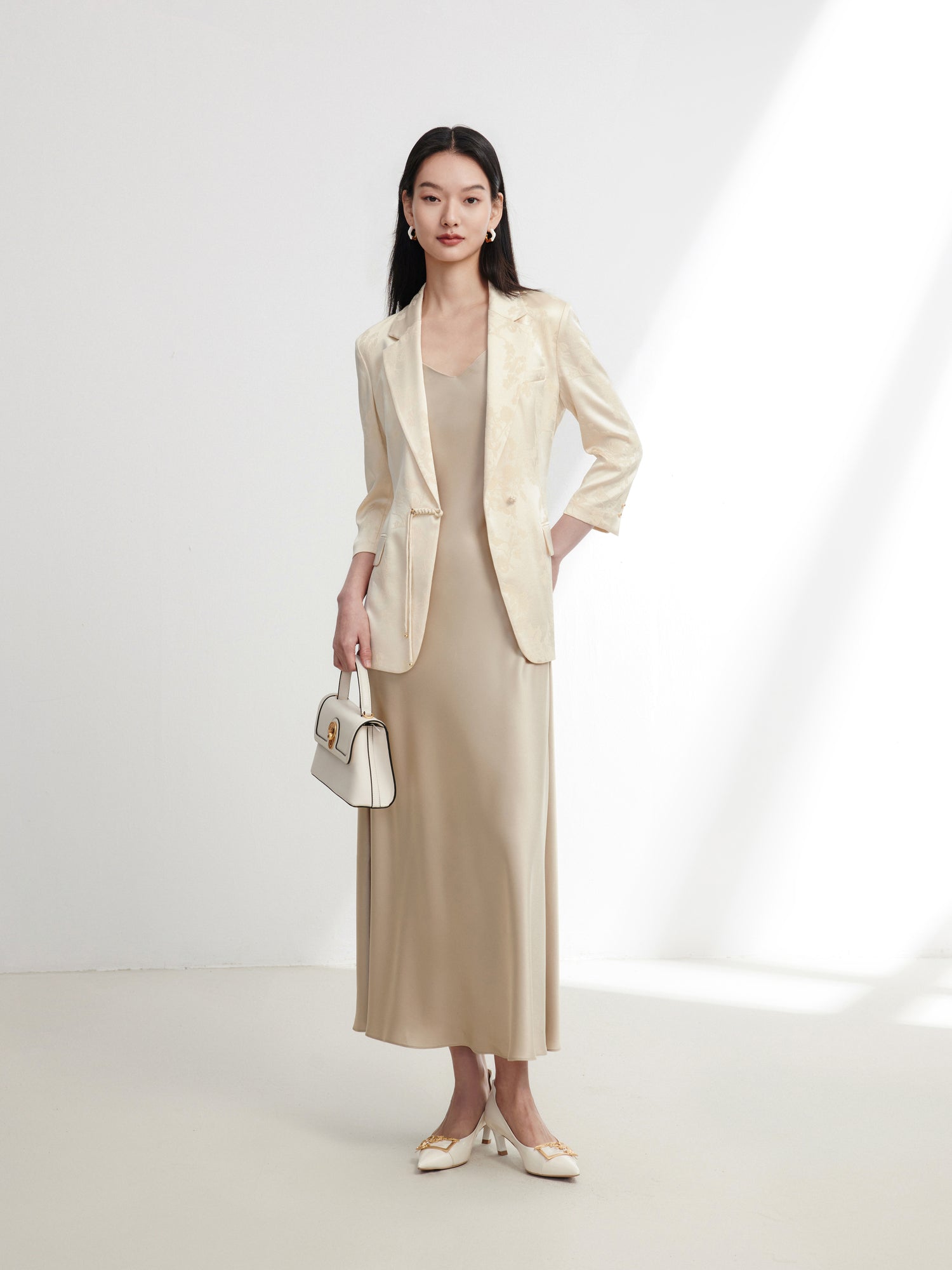 Acetic Acid Suspenders Dress | Camel