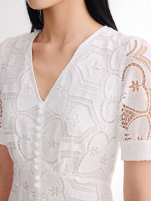 V-Neck Dress | White