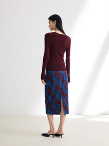 Elegant Pencil Skirt | Wine Red