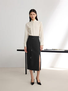 High-Waisted Maxi Skirt | Black