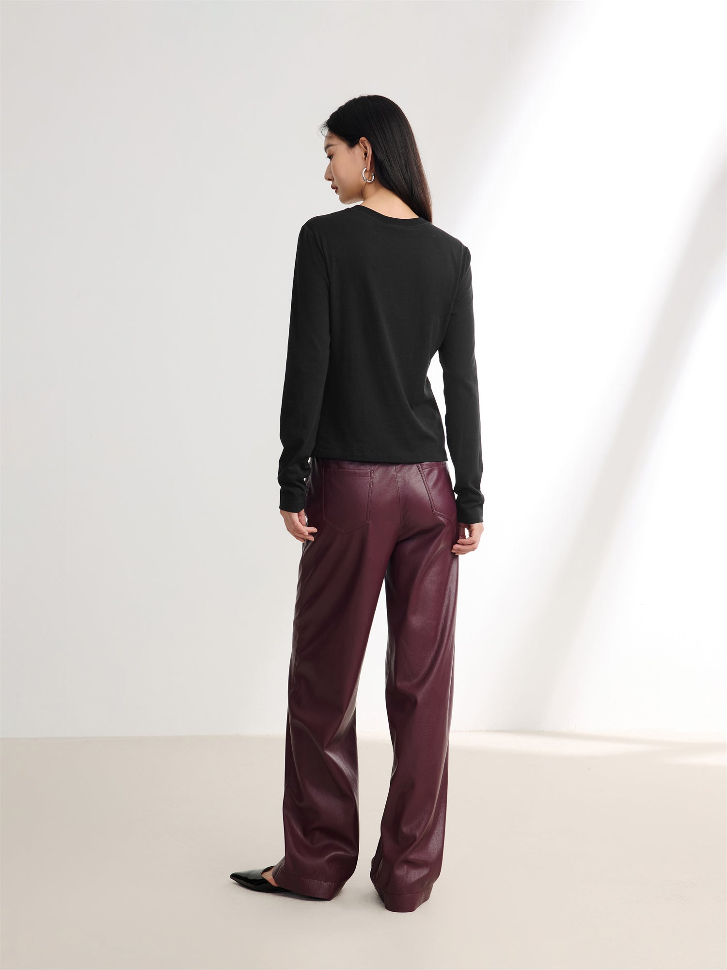Faux Leather Pant | Wine Red