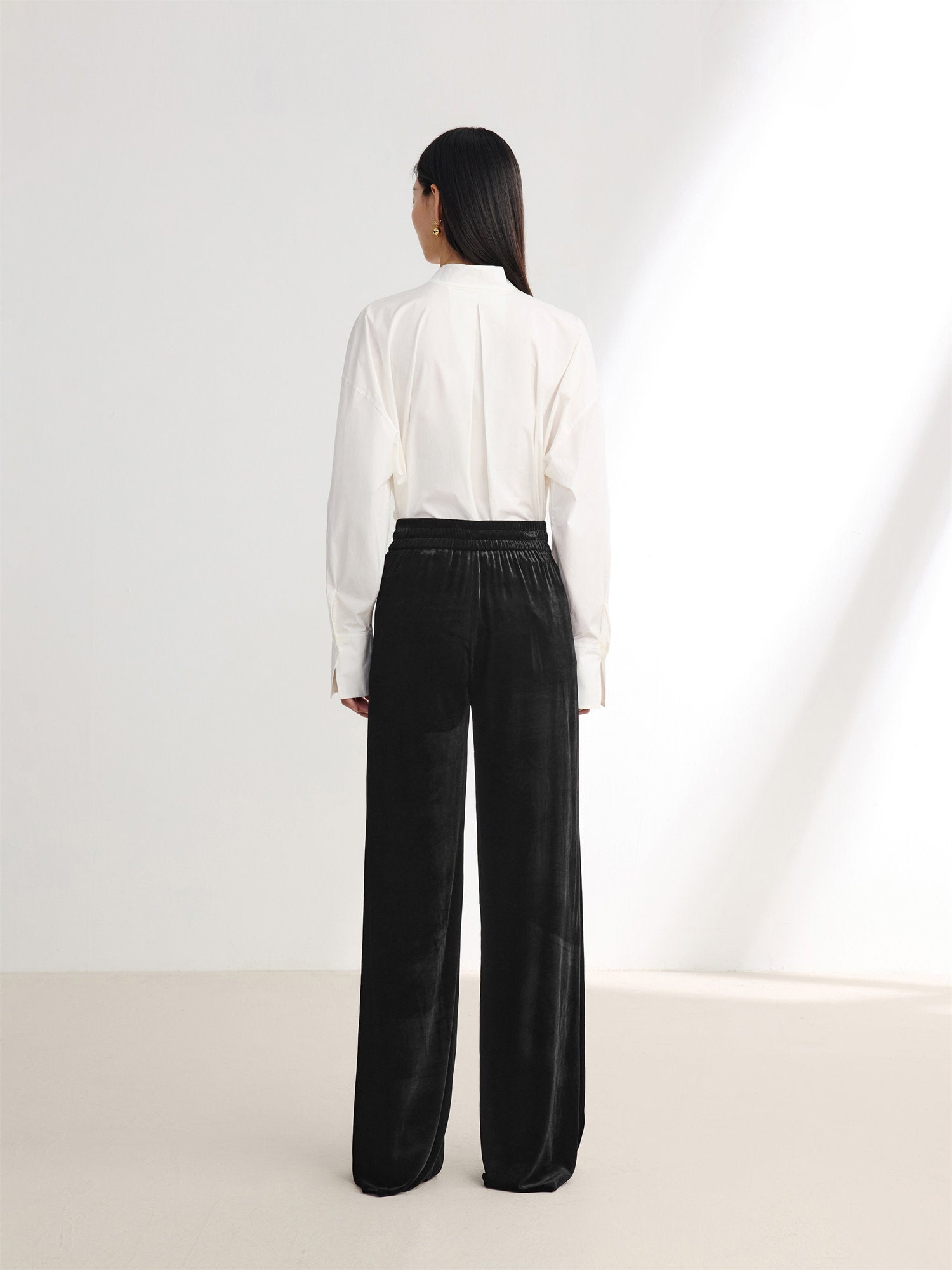 Velvet Wide-Leg Pants | Black